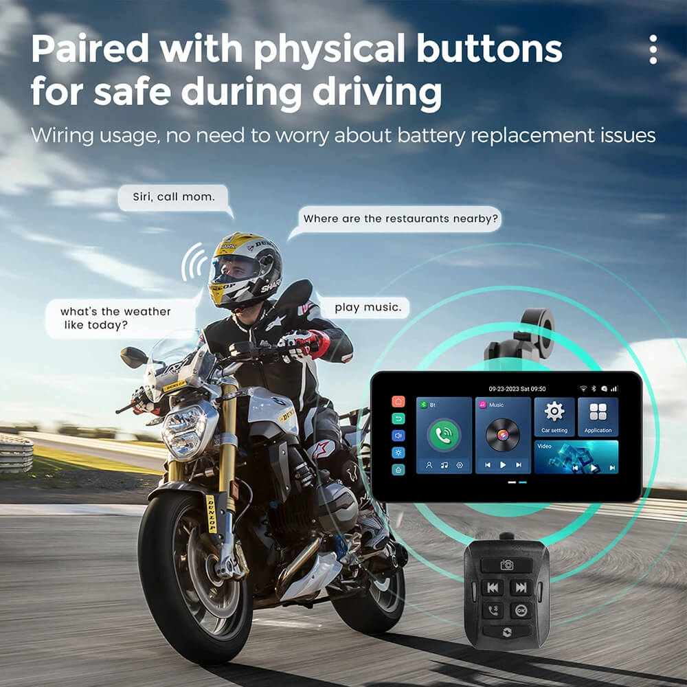 Écran d'affichage GPS Android 12 pour moto CarPlay Lite C5 Ultra avec caméra DVR