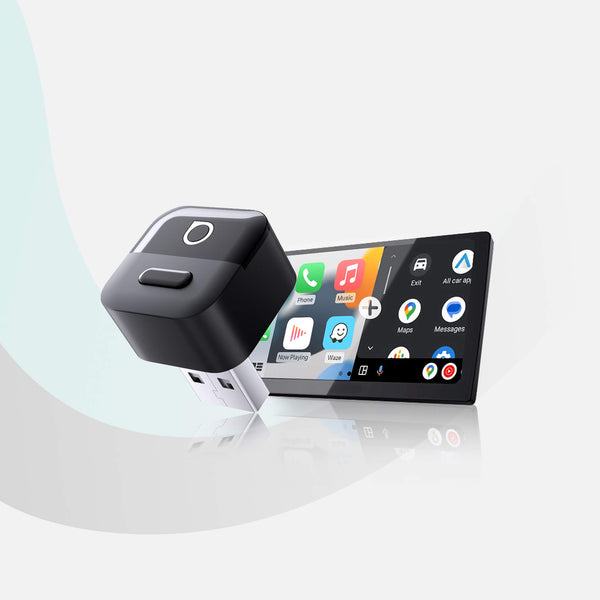 OTTOCAST® Mini Pico | ett-trykks bytte + trådløs CarPlay og Android Auto 2 i 1-adapter