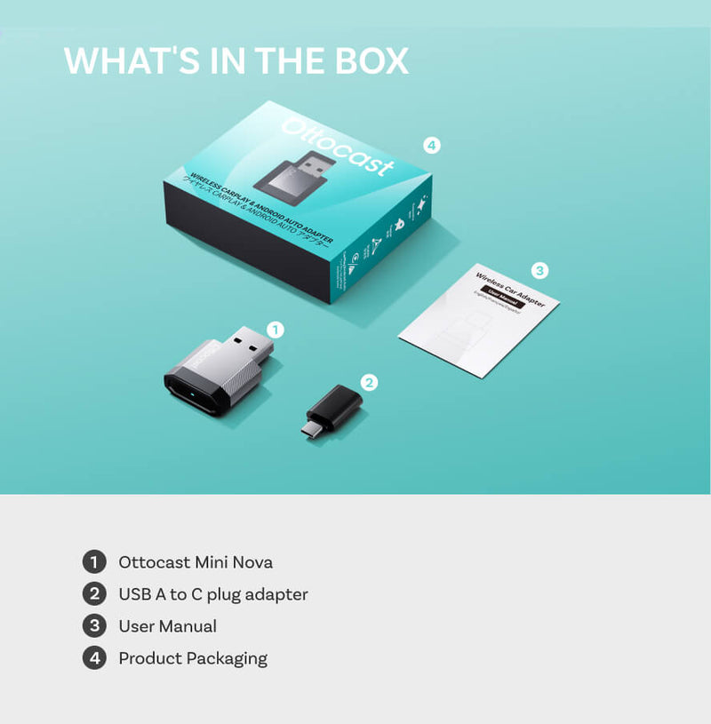 OTTOCAST® Mini NOVA Wireless CarPlay/Android Auto Adapter