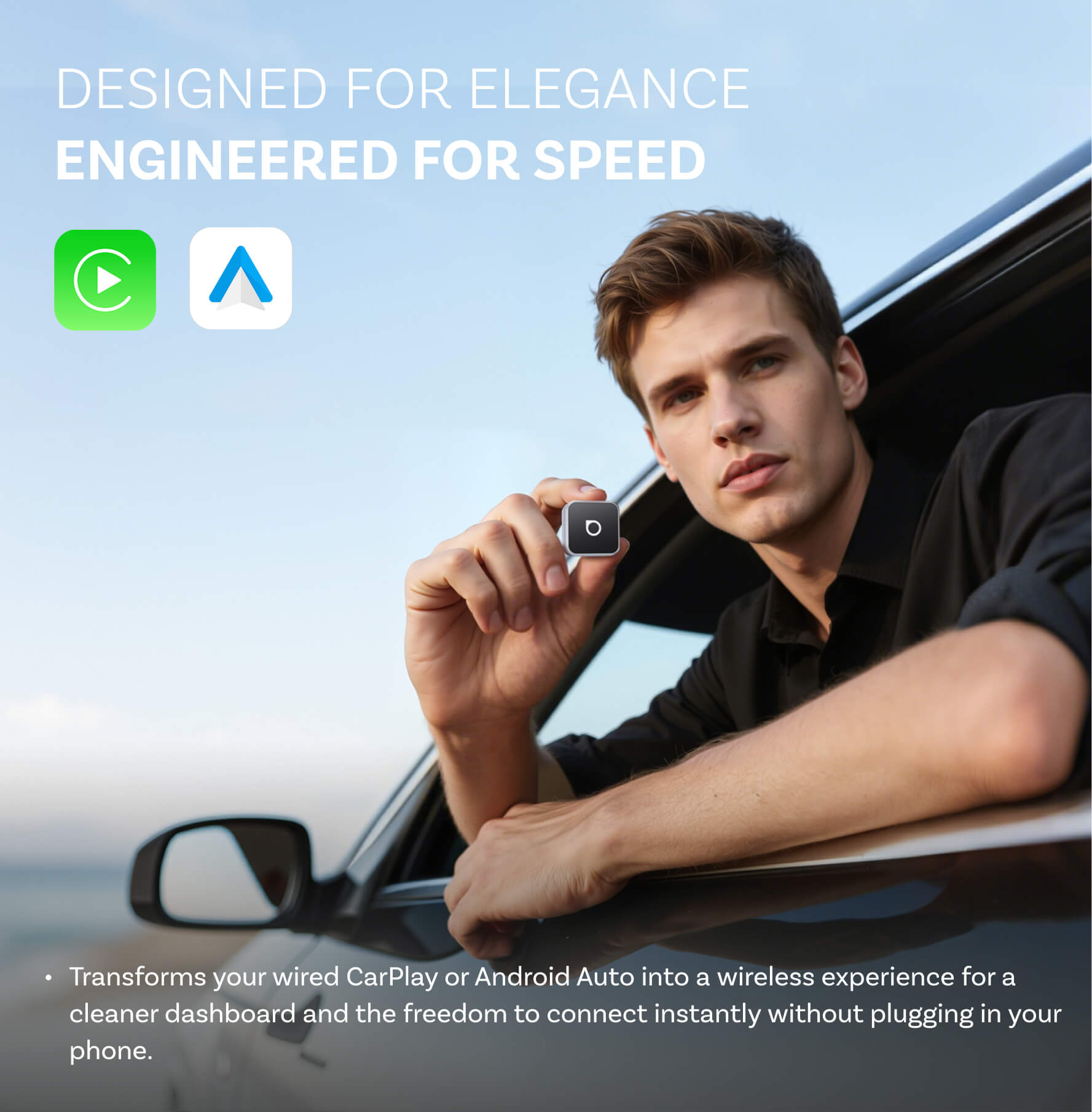 Ottocast Mini 3.0 Ultra Cube trådløs CarPlay Android Auto 2 i 1 adapter