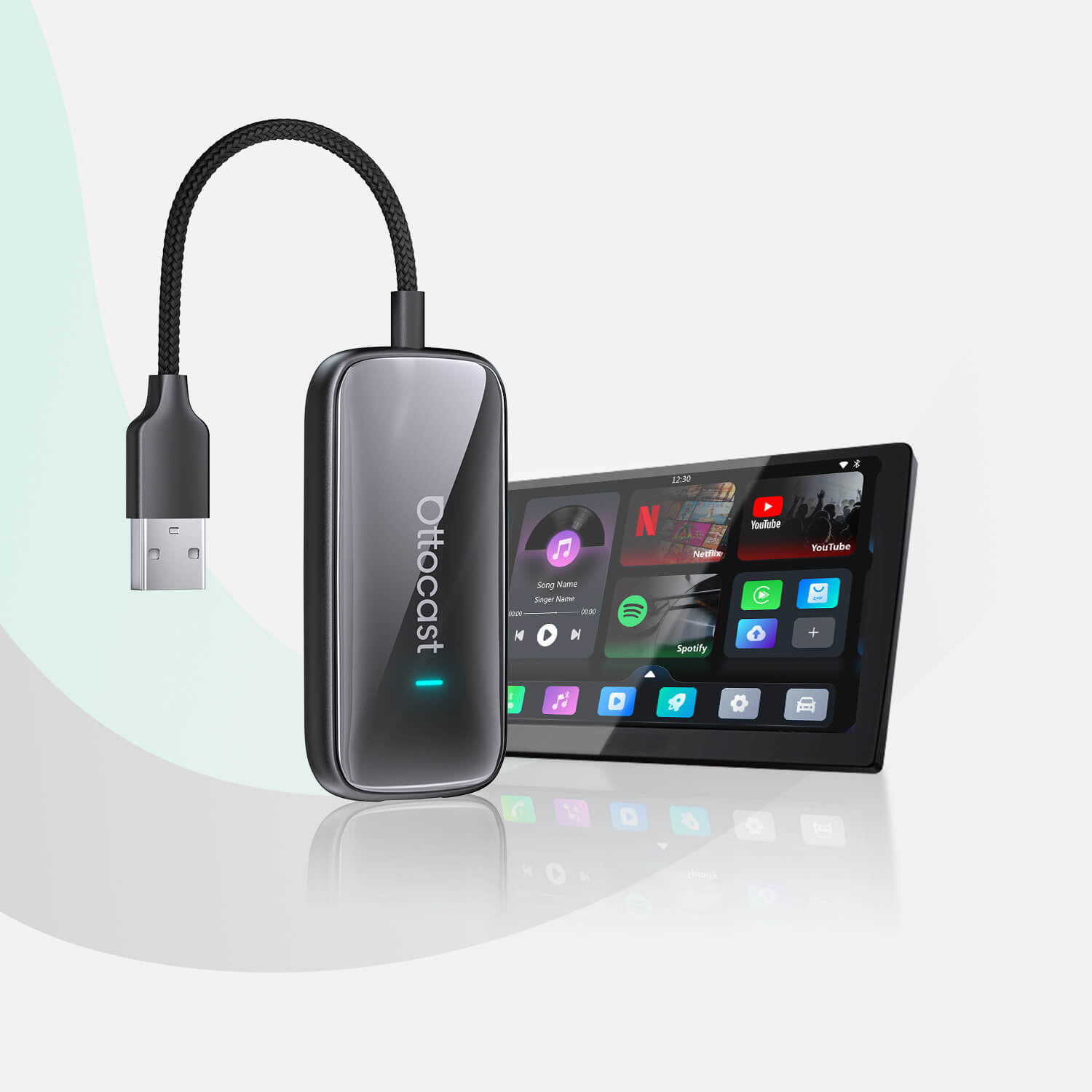 OTTOCAST® Play2Video Ultra Adaptador inalámbrico todo en uno para CarPlay/Android Auto