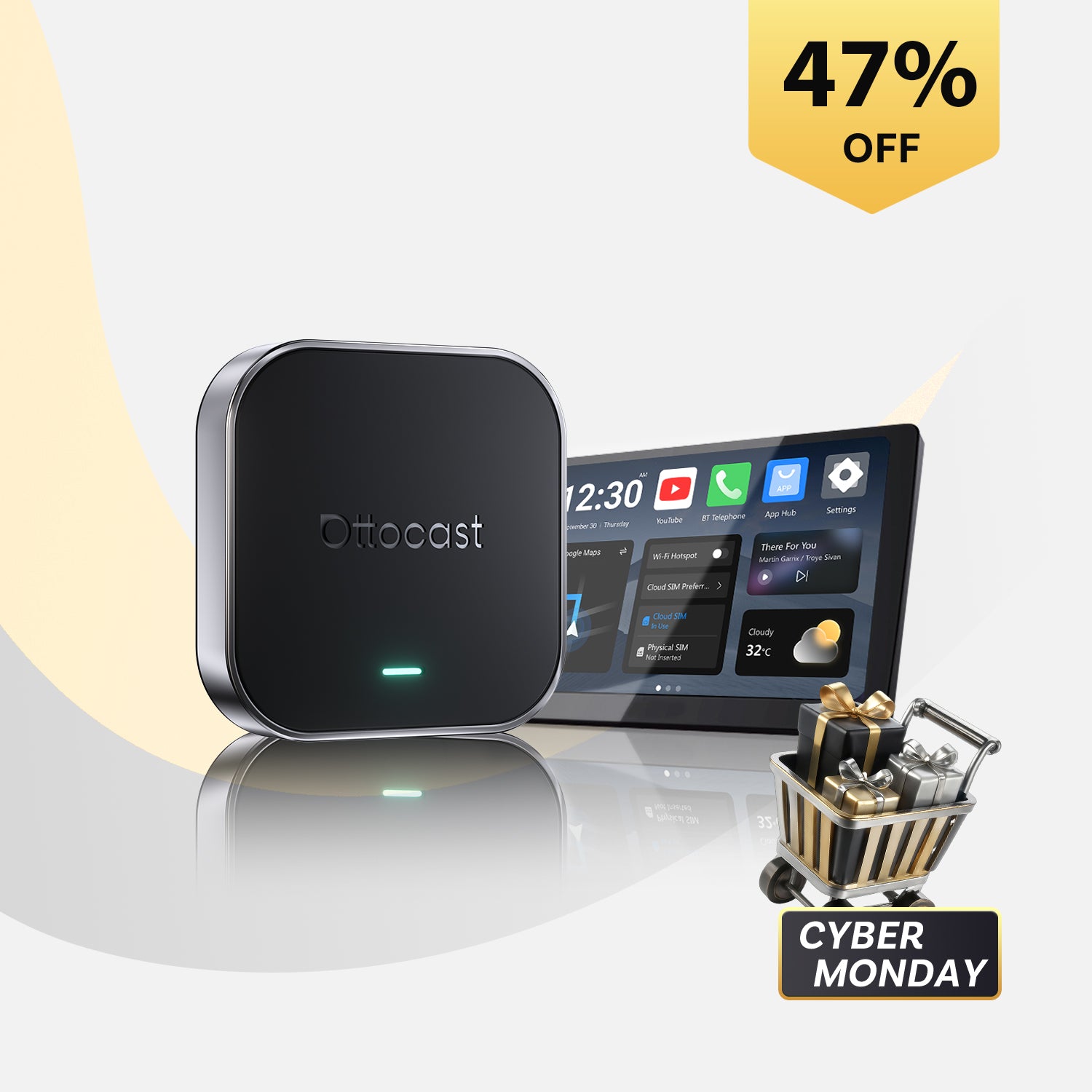 OTTOAIBOX® E2 CarPlay AI Box | Download Any App + CloudSIM + Wireless