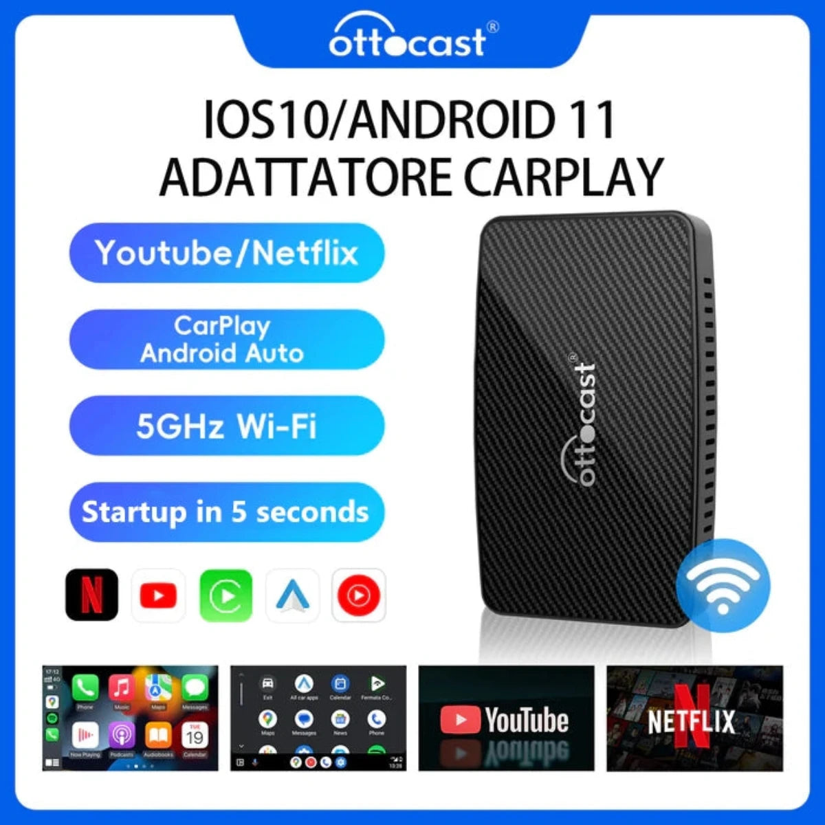 Play2Video Pro Wireless CarPlay/ Android Auto All-in-one Adapter